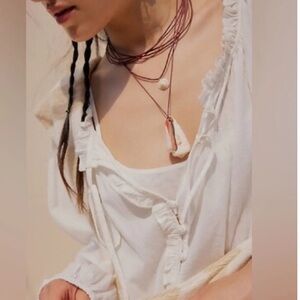 Free People Red Carolina Shell Necklace layered NWOT